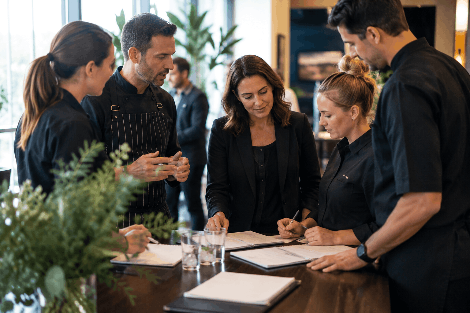 Hybrid Canapés Catering Big Flavours Catering team planning a hybrid grazing table and hot canapés menu at an event in Melbourne